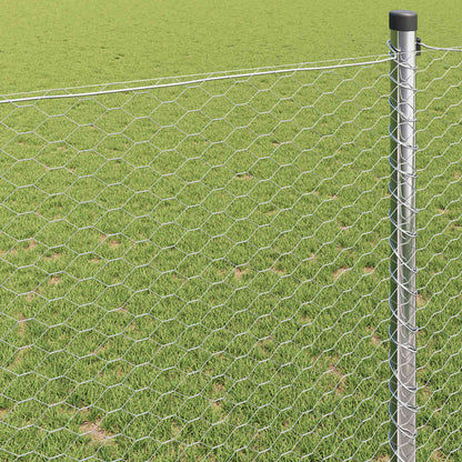 vidaXL Hexagon Fence 1.4 x 50 m Galvanised steel Silver 4
