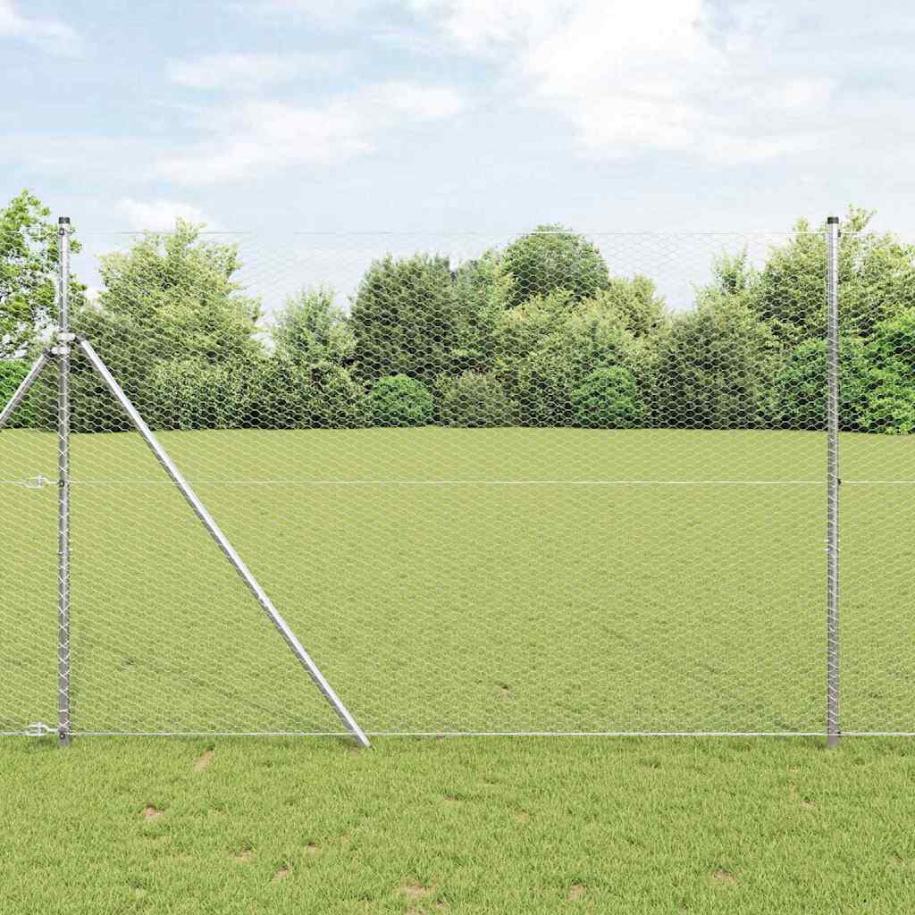 vidaXL Hexagon Fence 1.5 x 50 m Galvanised steel Silver 1