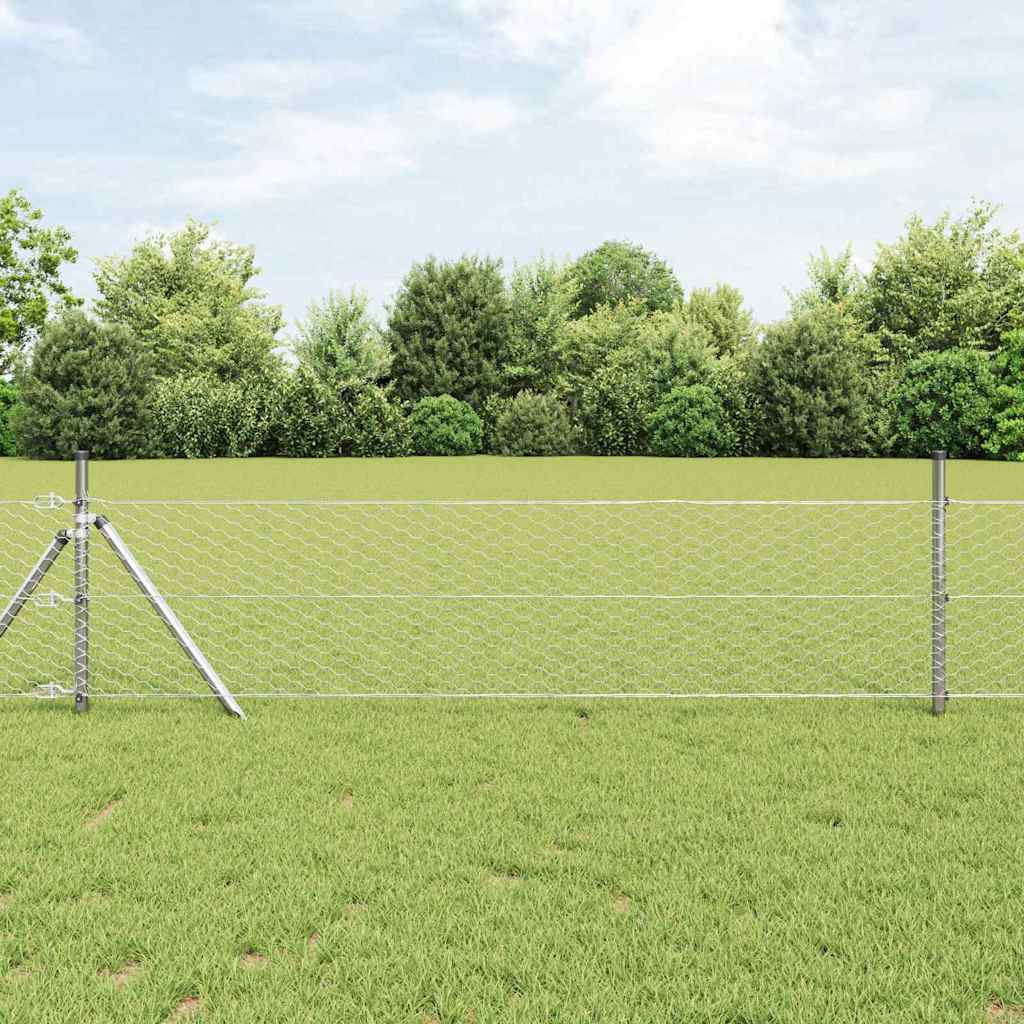 vidaXL Hexagon Fence 0.8 x 100 m Galvanised steel Silver 1