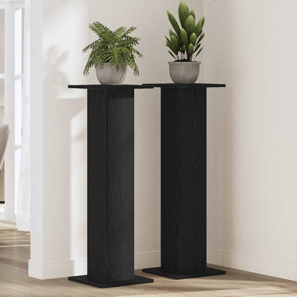 vidaXL Plant Stand 2 pcs Black Oak 30 x 30 x 95 cm Engineered wood 1