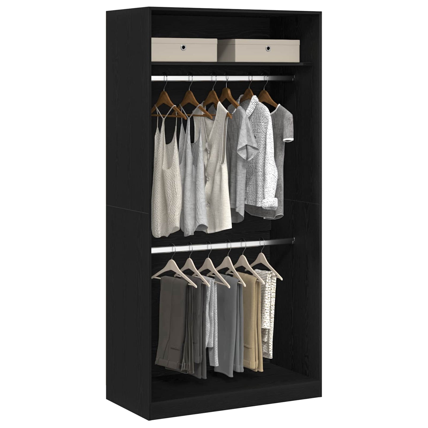 vidaXL Wardrobe Black Oak 100 x 50 x 200 cm Engineered Wood 4