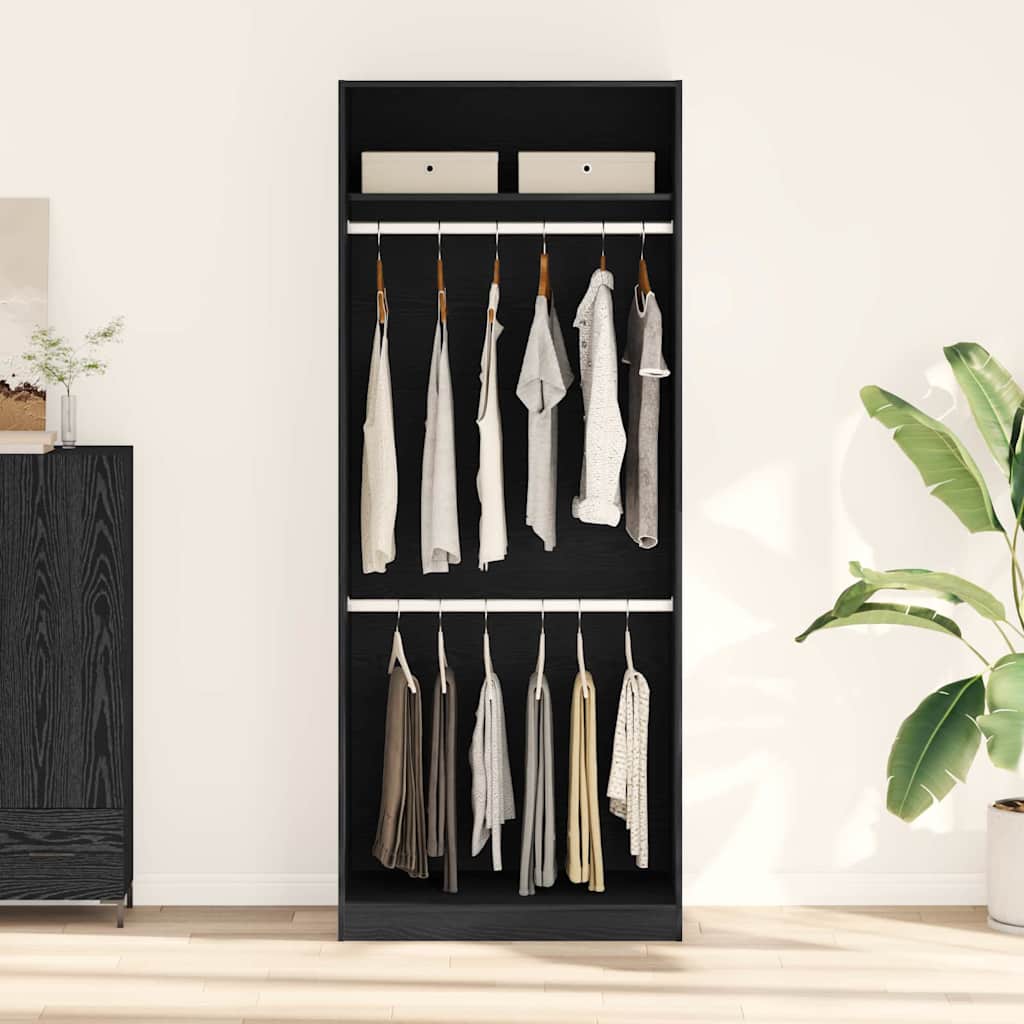 vidaXL Wardrobe Black Oak 80 x 50 x 200 cm Engineered Wood 4