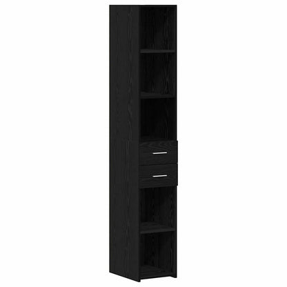 vidaXL Bookcase with Drawer Black Oak 30 x 42.4 x 185.2 cm 2