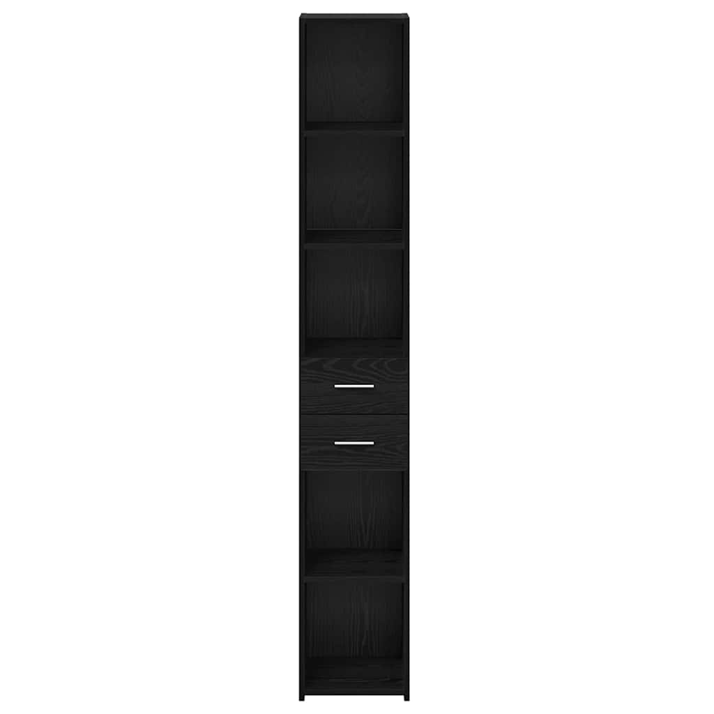 vidaXL Bookcase with Drawer Black Oak 30 x 42.4 x 185.2 cm 6