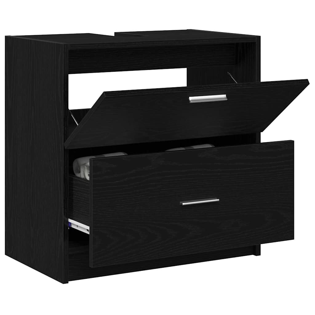 vidaXL Bathroom Cabinet Black Oak 59 x 37 x 59 cm Engineered wood 3