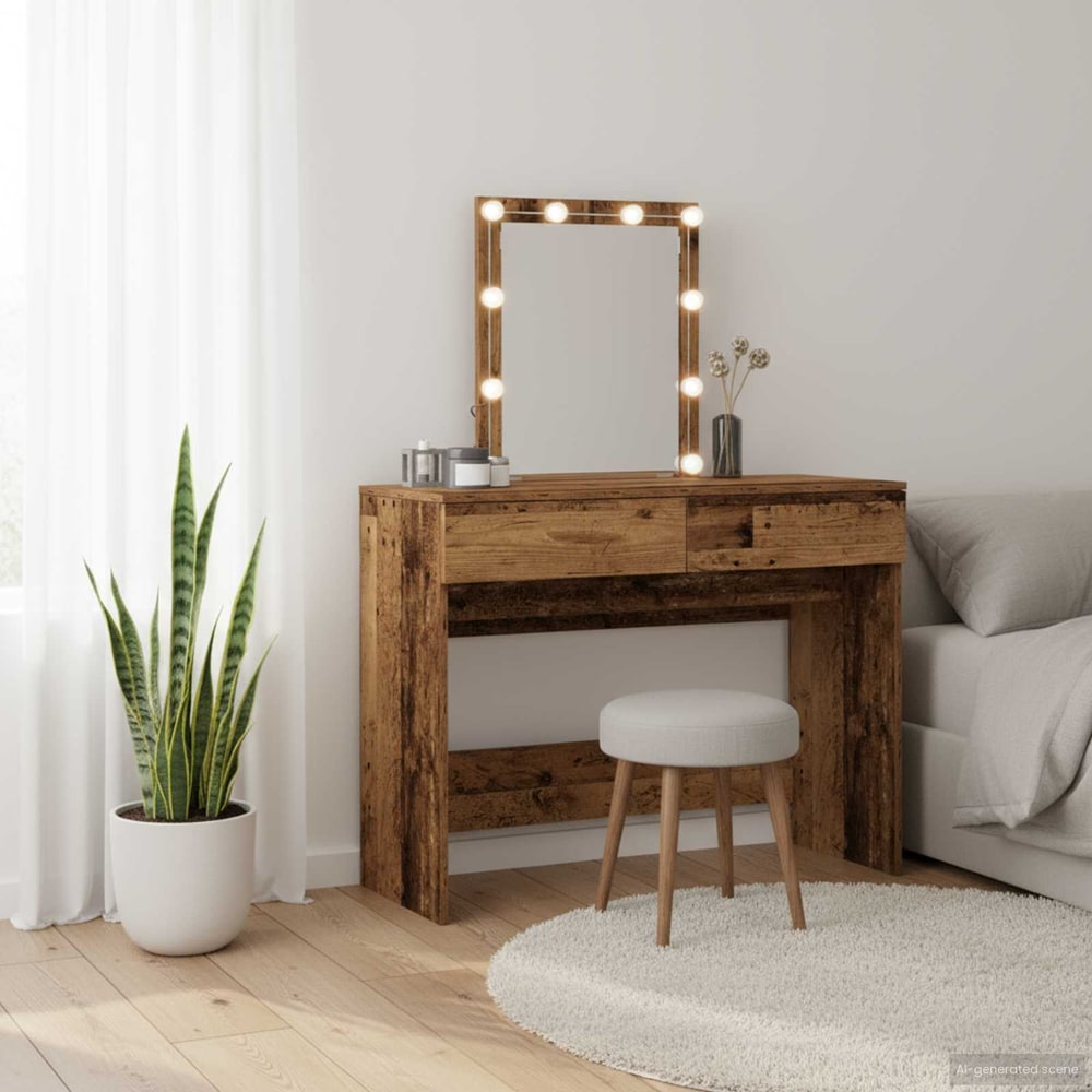 Dressing Table with LED 100x40x130 cm Old wood