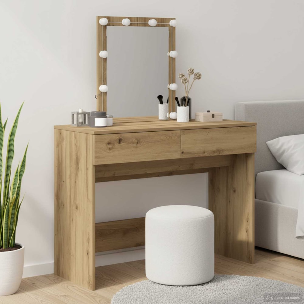 Dressing Table with LED 100x40x130 cm Artisan oak