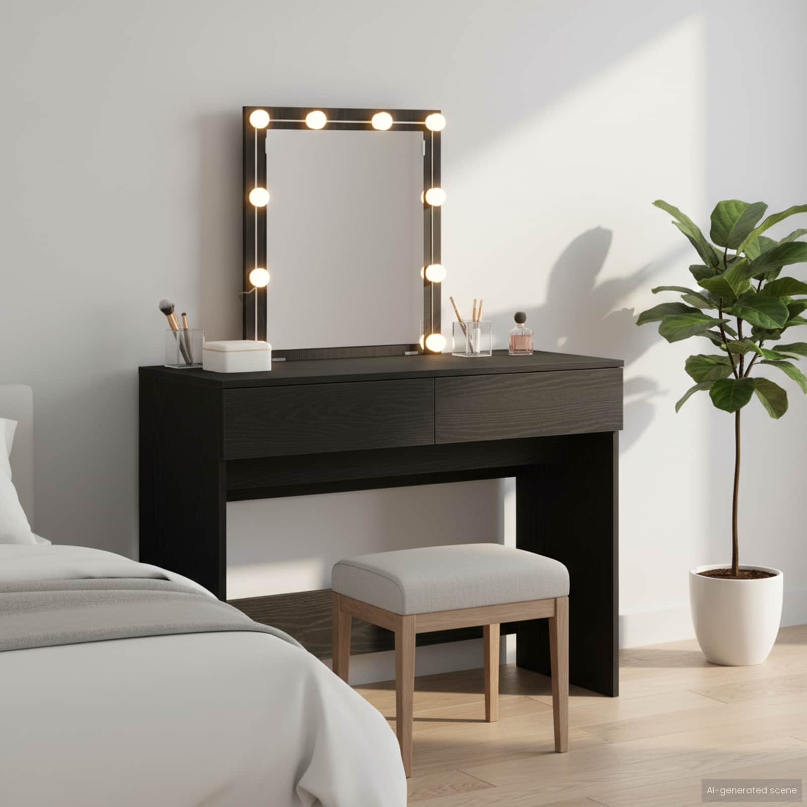 vidaXL Dressing Table Black Oak 100 x 40 x 130 cm Engineered Wood 1