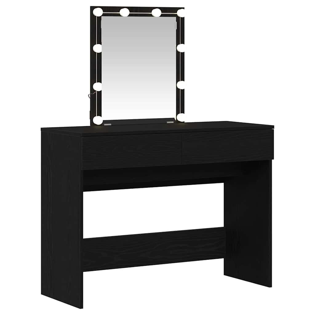 vidaXL Dressing Table Black Oak 100 x 40 x 130 cm Engineered Wood 2