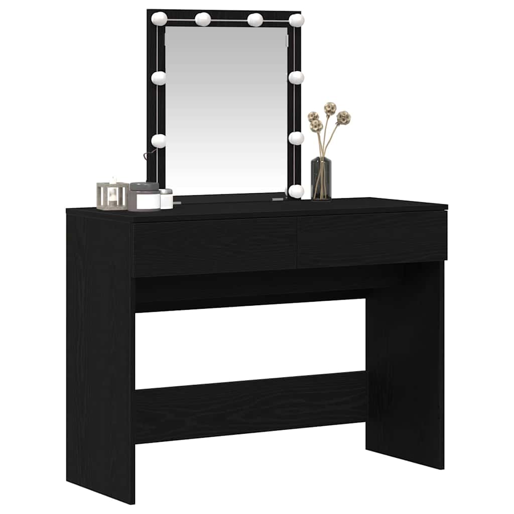 vidaXL Dressing Table Black Oak 100 x 40 x 130 cm Engineered Wood 3