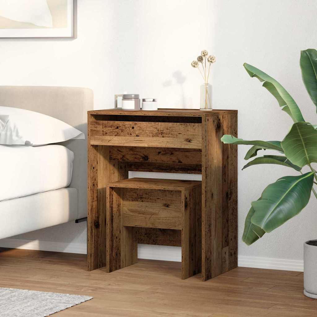 vidaXL Dressing Table 2 pcs Old Wood 60 x 40 x 75 cm Engineered Wood 4