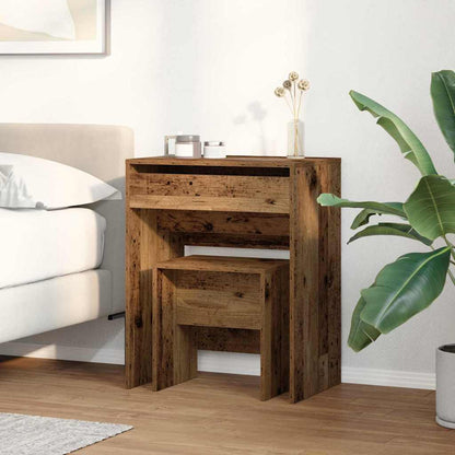 vidaXL Dressing Table 2 pcs Old Wood 60 x 40 x 75 cm Engineered Wood 4