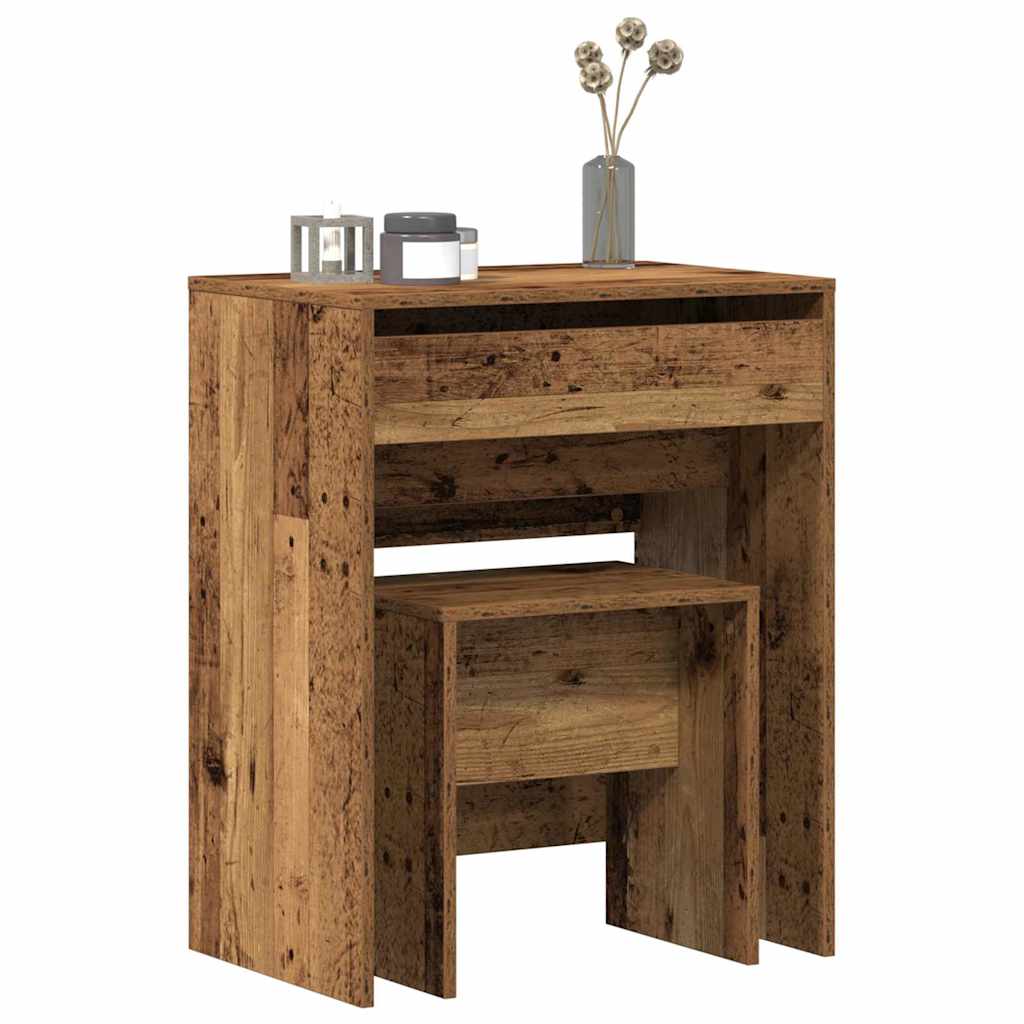 vidaXL Dressing Table 2 pcs Old Wood 60 x 40 x 75 cm Engineered Wood 3