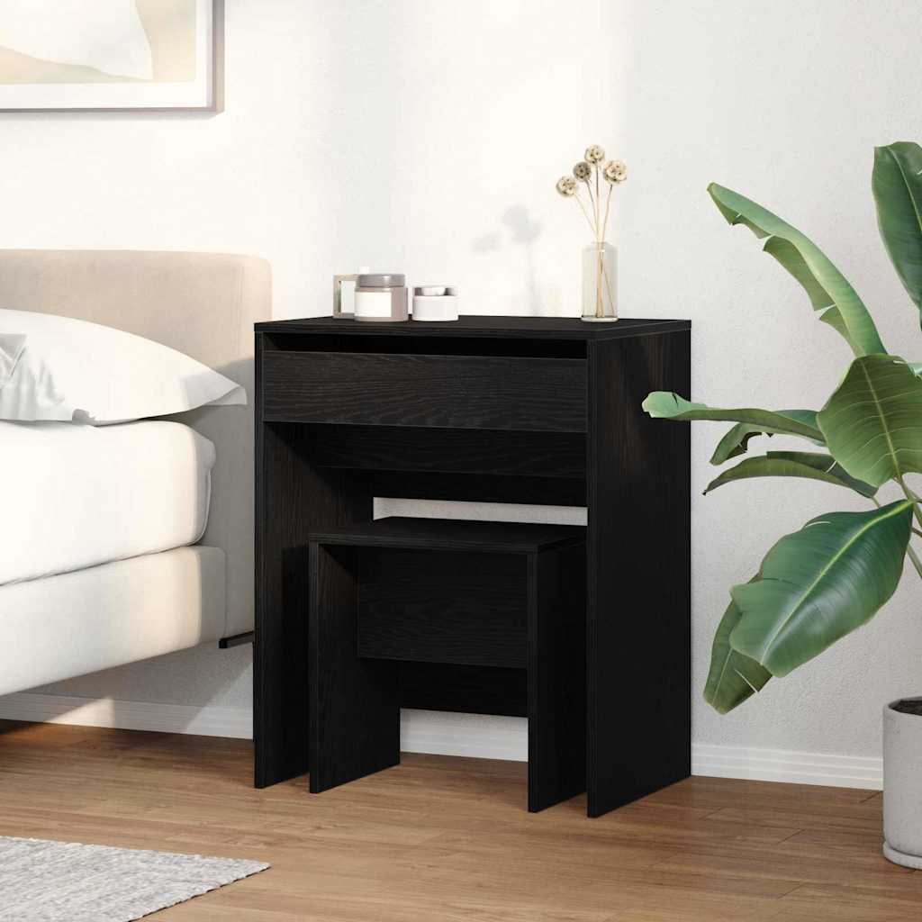 vidaXL Dressing Table 2 pcs Black oak 60 x 40 x 75 cm Engineered Wood 4