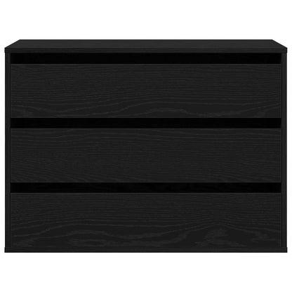 vidaXL Drawer Cabinet 3-Drawer Black 80 x 41 x 58 cm Engineered Wood 6