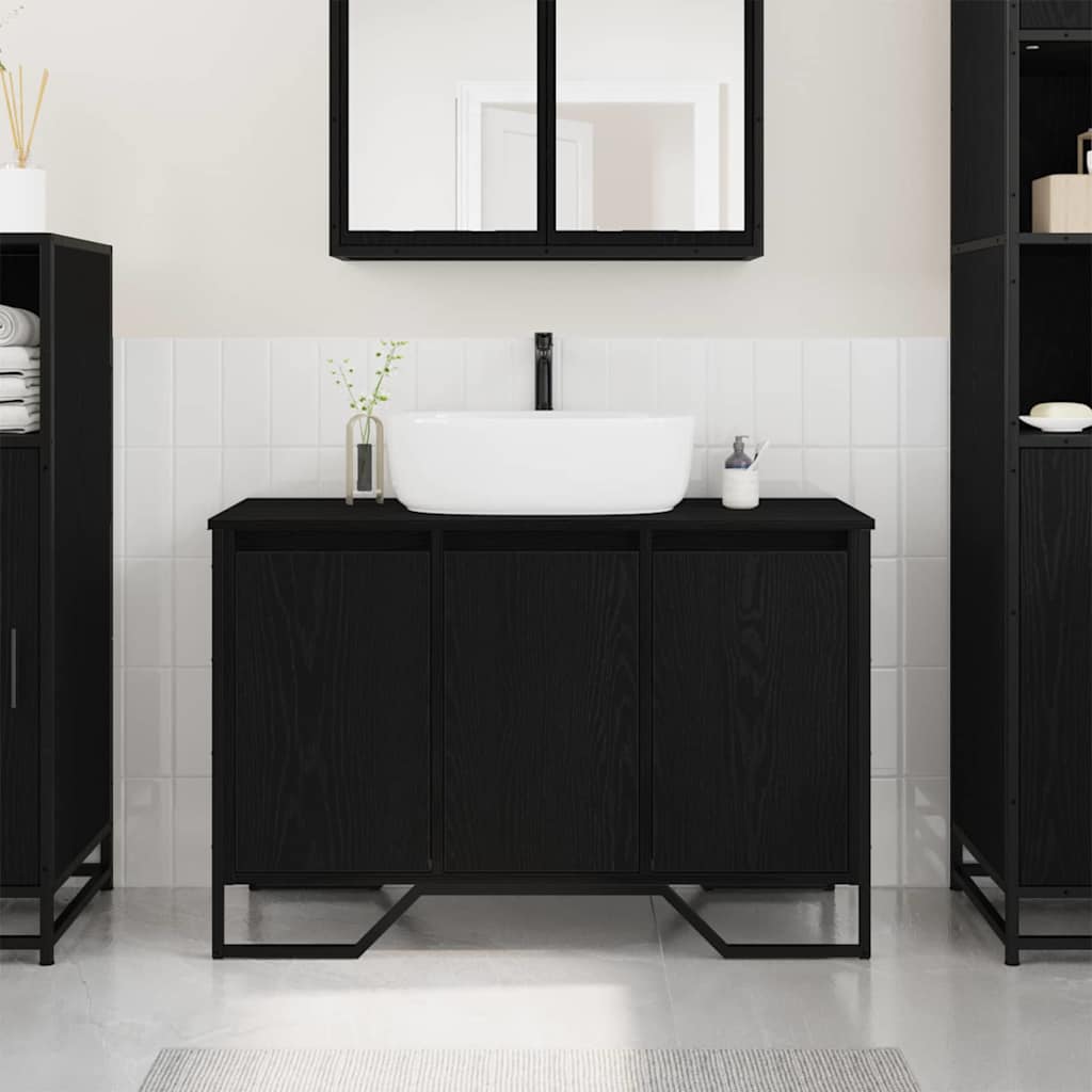 vidaXL Bathroom Sink Cabinet Black Oak 91 x 35 x 60 cm Engineered wood 1