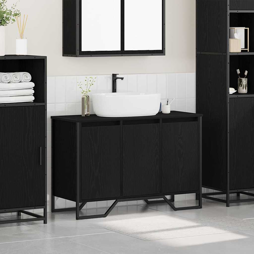 vidaXL Bathroom Sink Cabinet Black Oak 91 x 35 x 60 cm Engineered wood 4