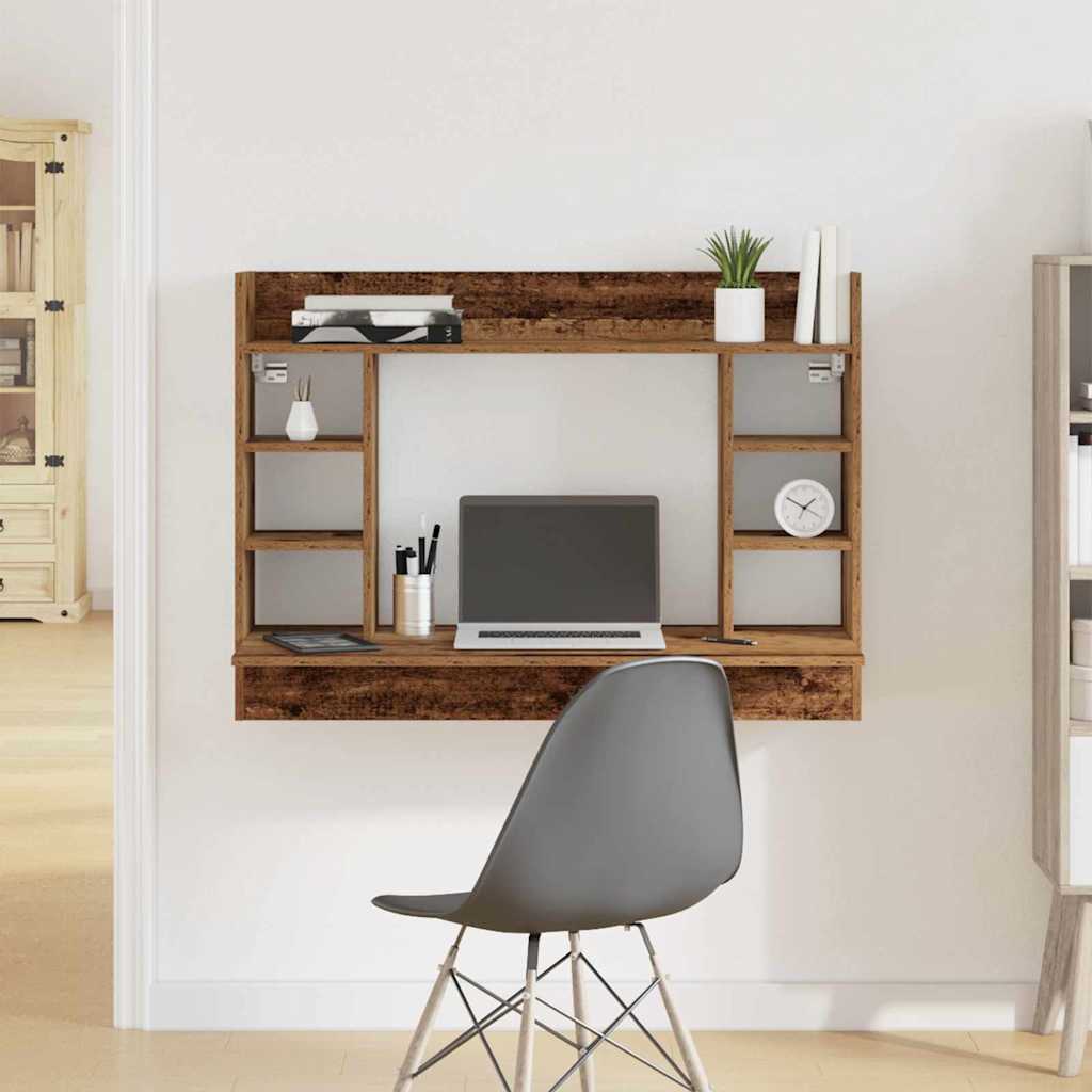 vidaXL Wall-Mounted Desk Old wood 105 x 48 x 75 cm Engineered wood 1