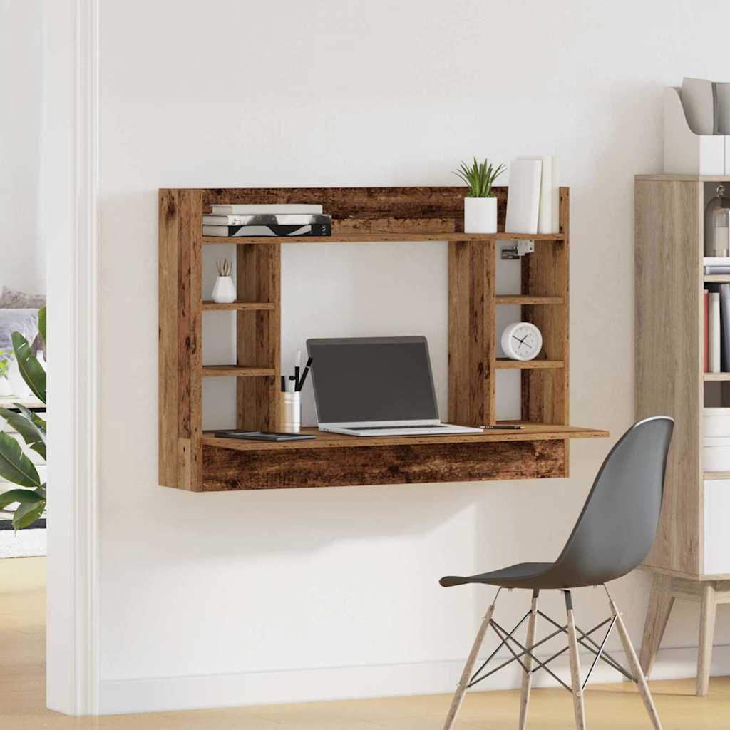 vidaXL Wall-Mounted Desk Old wood 105 x 48 x 75 cm Engineered wood 4