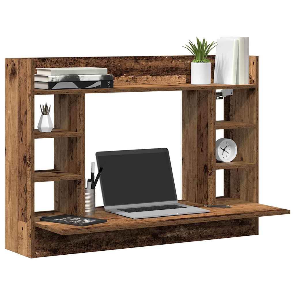 vidaXL Wall-Mounted Desk Old wood 105 x 48 x 75 cm Engineered wood 3