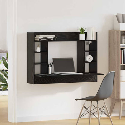 vidaXL Wall-Mounted Desk Black oak 105 x 48 x 75 cm Engineered wood 4