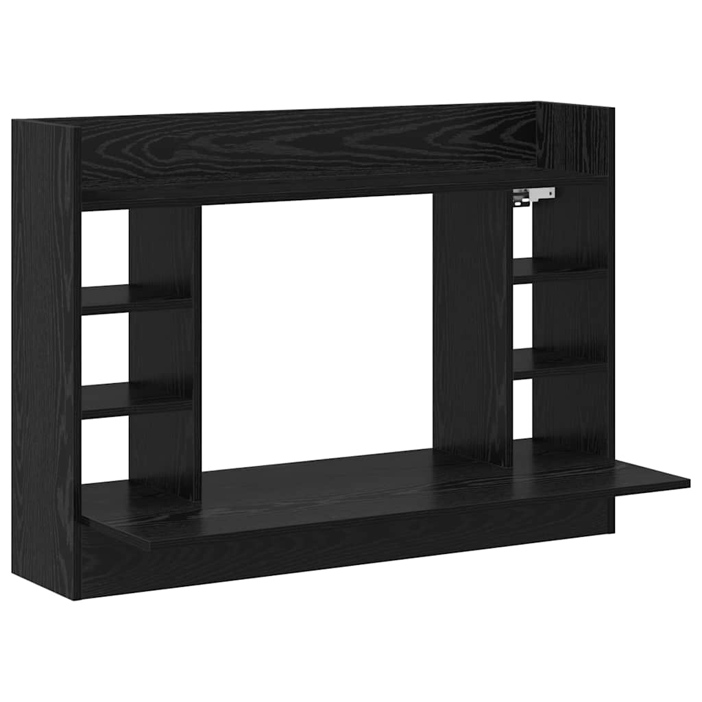 vidaXL Wall-Mounted Desk Black oak 105 x 48 x 75 cm Engineered wood 2