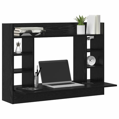 vidaXL Wall-Mounted Desk Black oak 105 x 48 x 75 cm Engineered wood 3