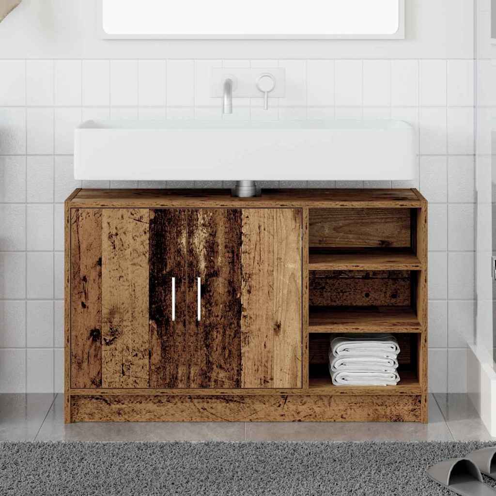vidaXL Bathroom Cabinet Old Wood 90 x 29 x 55 cm Engineered wood 1