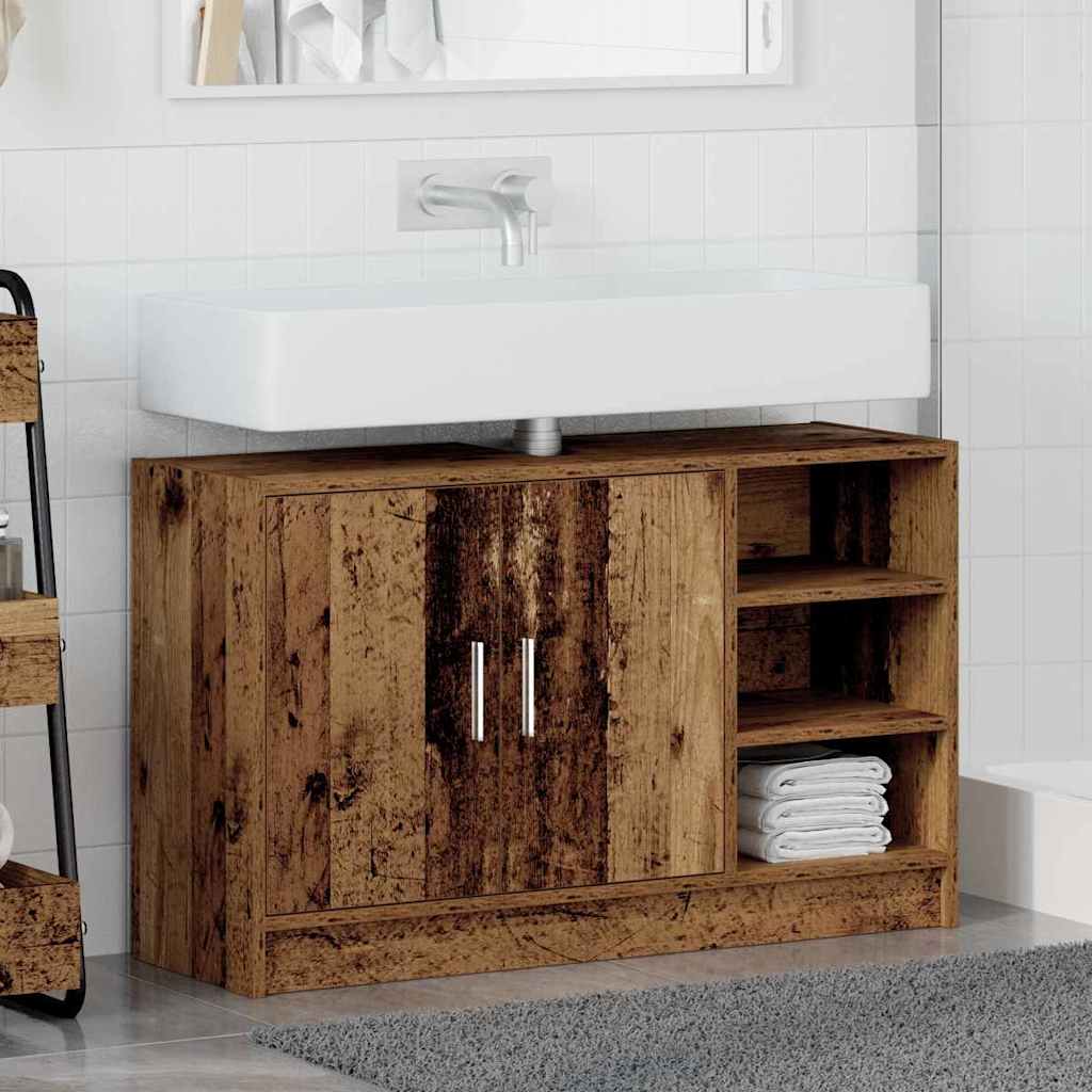 vidaXL Bathroom Cabinet Old Wood 90 x 29 x 55 cm Engineered wood 4