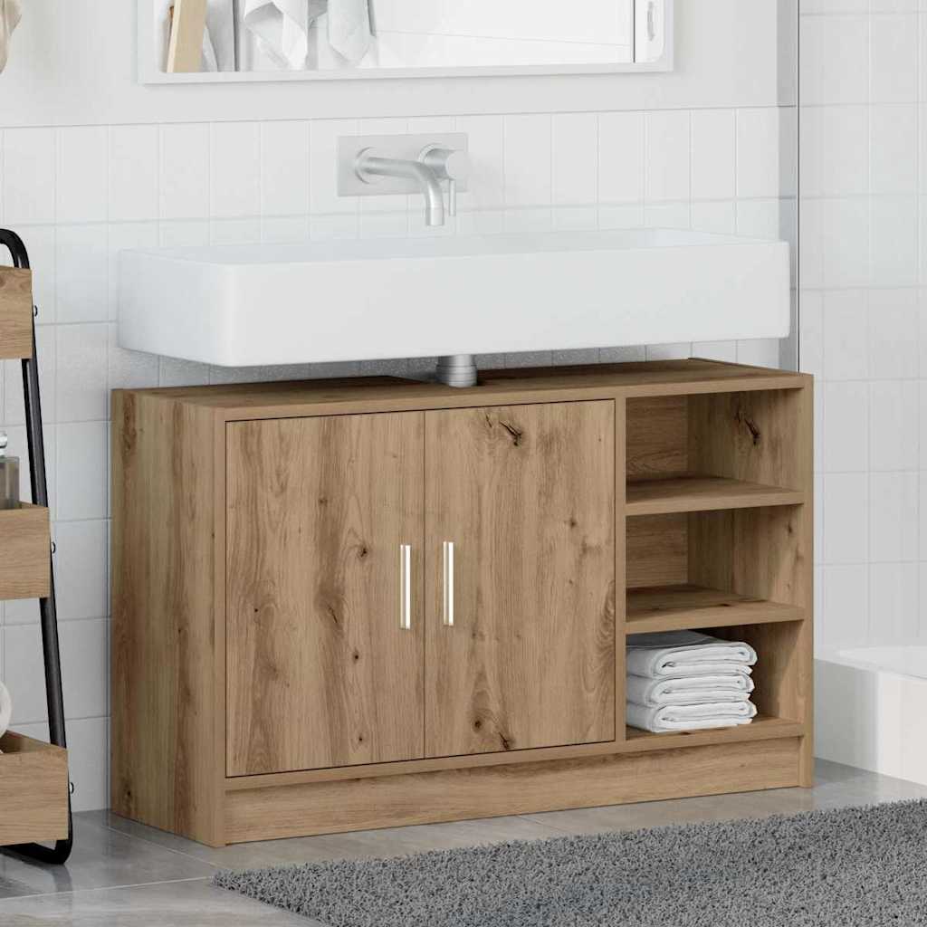 vidaXL Bathroom Cabinet Artisan Oak 90 x 29 x 55 cm Engineered wood 4