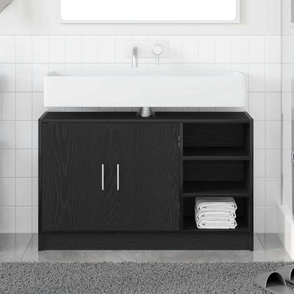 vidaXL Bathroom Cabinet Black Oak 90 x 29 x 55 cm Engineered wood 1