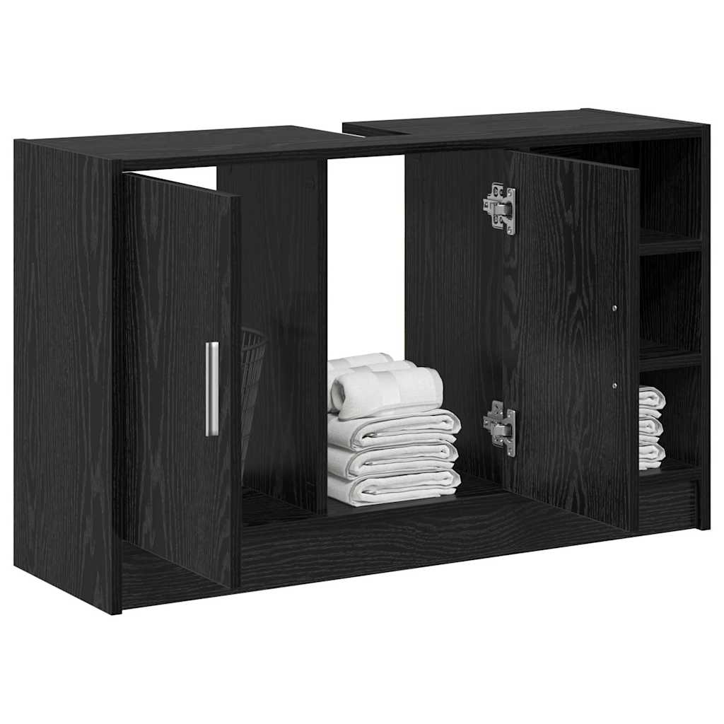vidaXL Bathroom Cabinet Black Oak 90 x 29 x 55 cm Engineered wood 3