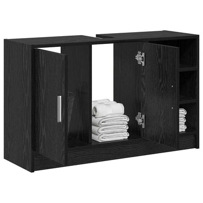 vidaXL Bathroom Cabinet Black Oak 90 x 29 x 55 cm Engineered wood 3