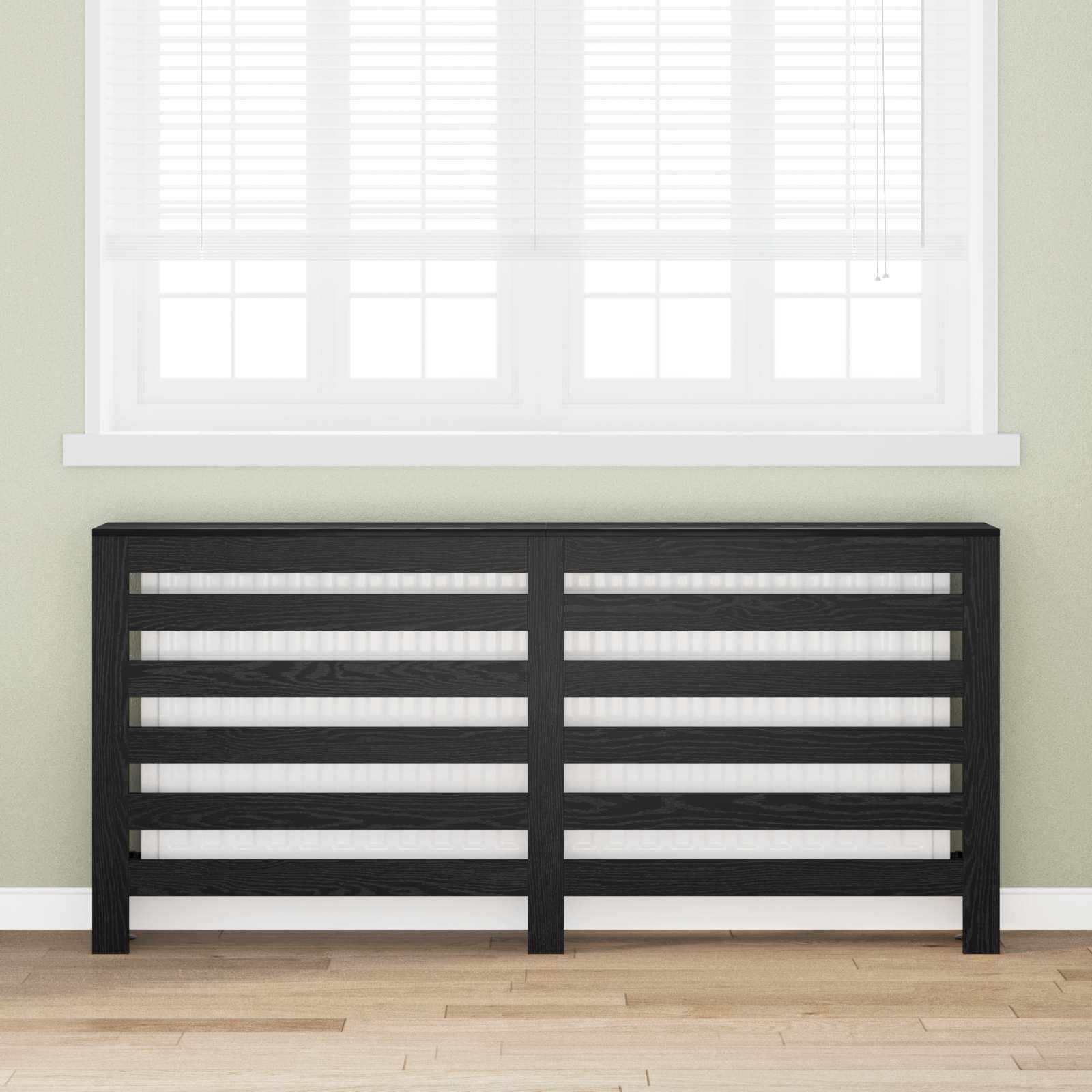 vidaXL Radiator Cover Black Oak 175 x 20 x 82 cm Engineered Wood 1