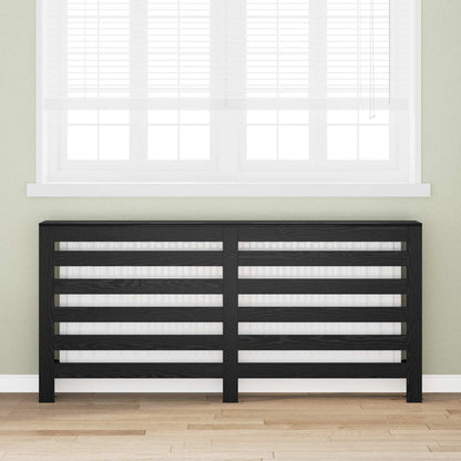 vidaXL Radiator Cover Black Oak 175 x 20 x 82 cm Engineered Wood 1