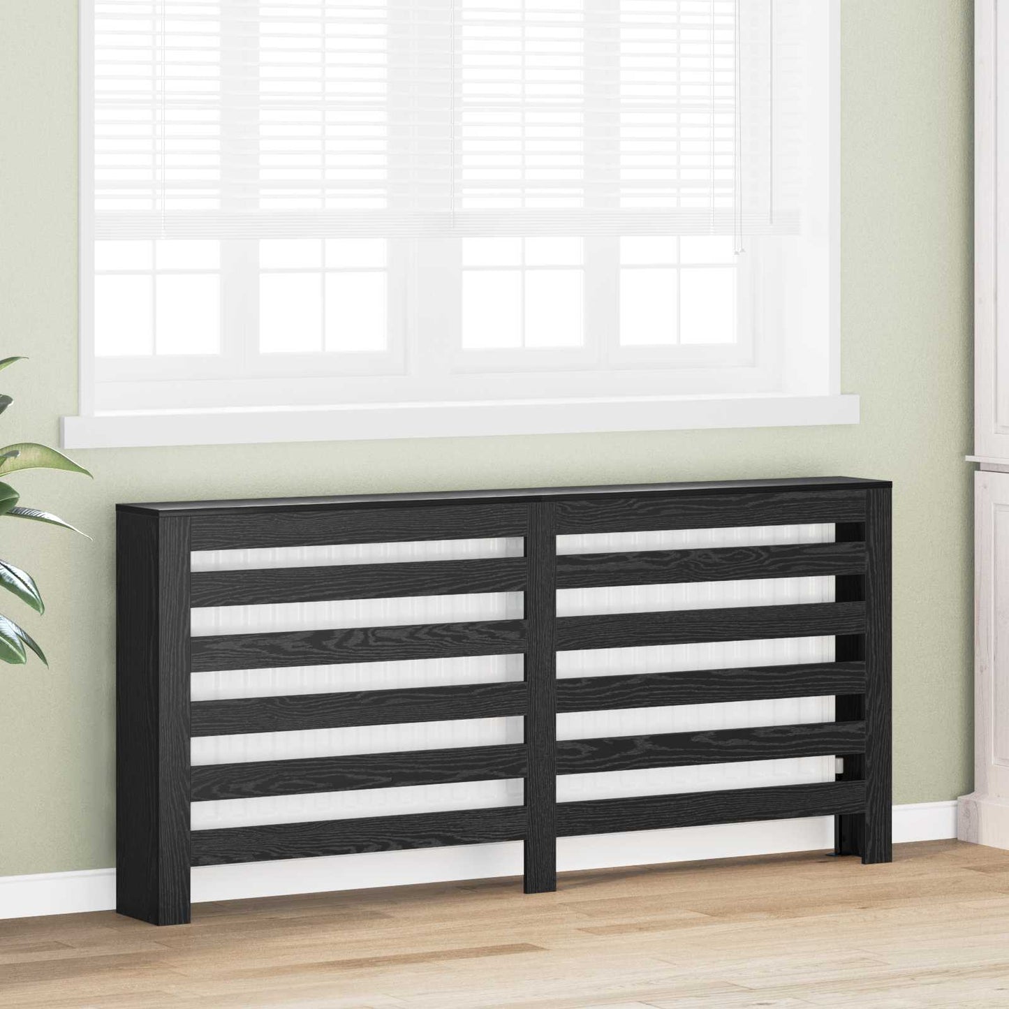 vidaXL Radiator Cover Black Oak 175 x 20 x 82 cm Engineered Wood 3