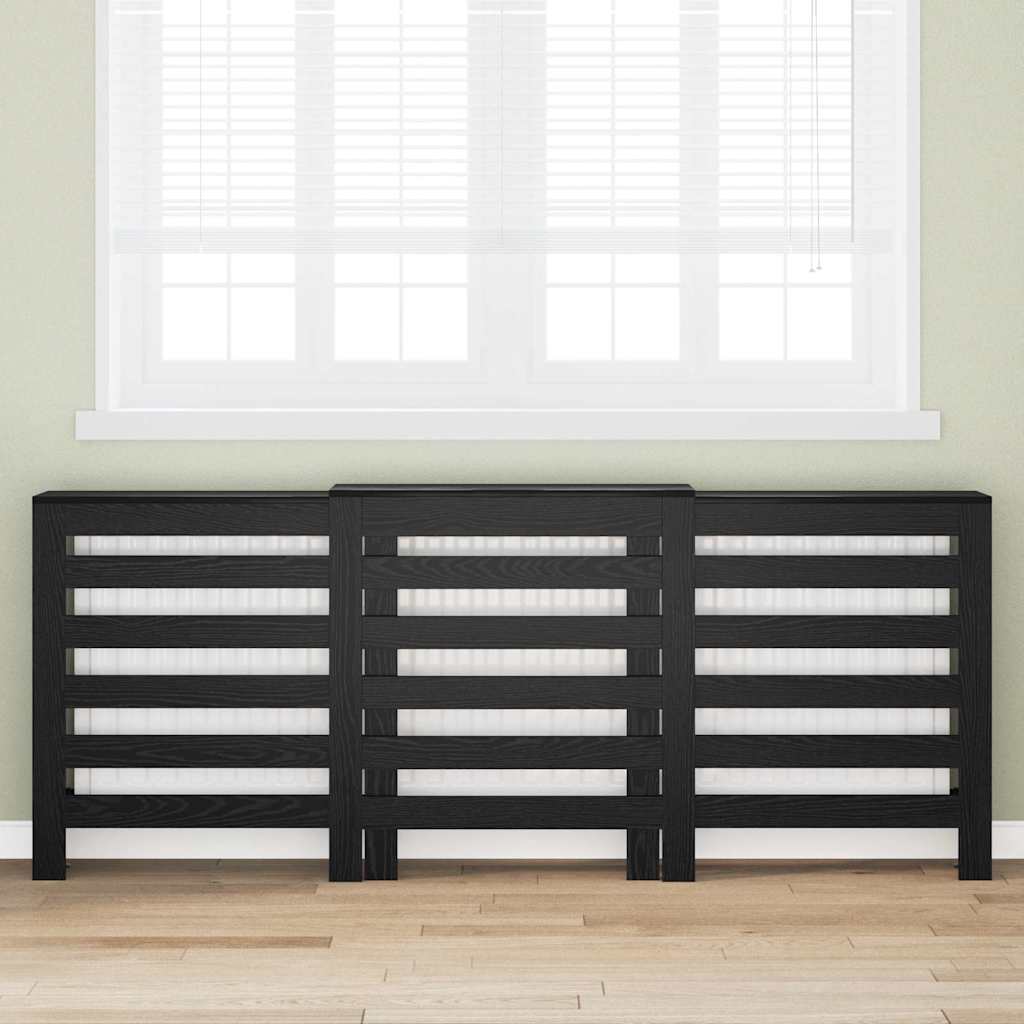 vidaXL Radiator Cover Black Oak 205 x 21.5 x 83.5 cm Engineered Wood 1