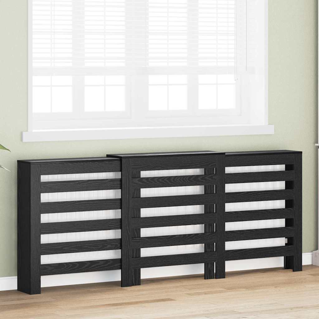vidaXL Radiator Cover Black Oak 205 x 21.5 x 83.5 cm Engineered Wood 3