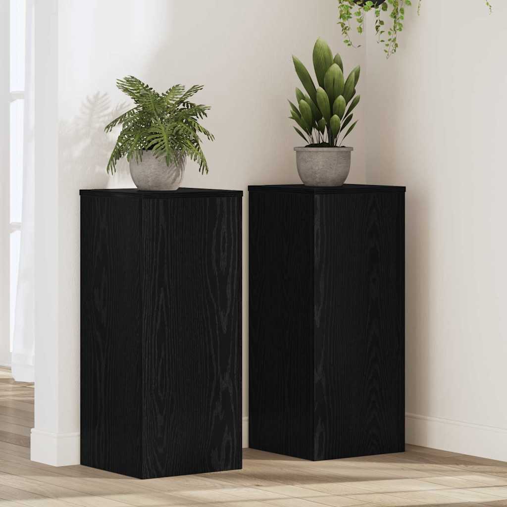 vidaXL Plant Stand 2 pcs Black Oak 30 x 30 x 70 cm Engineered Wood 1
