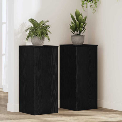 vidaXL Plant Stand 2 pcs Black Oak 30 x 30 x 70 cm Engineered Wood 1