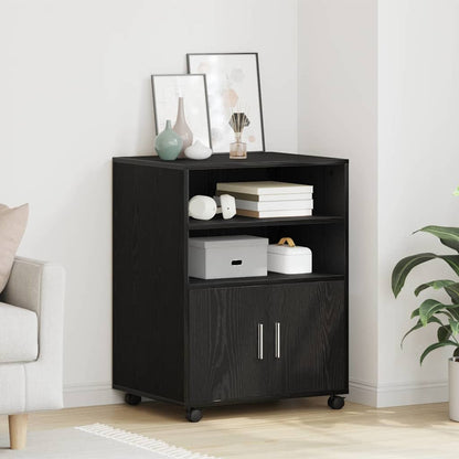 vidaXL Cabinet Black Oak 60 x 48 x 74.5 cm Wheeled 4