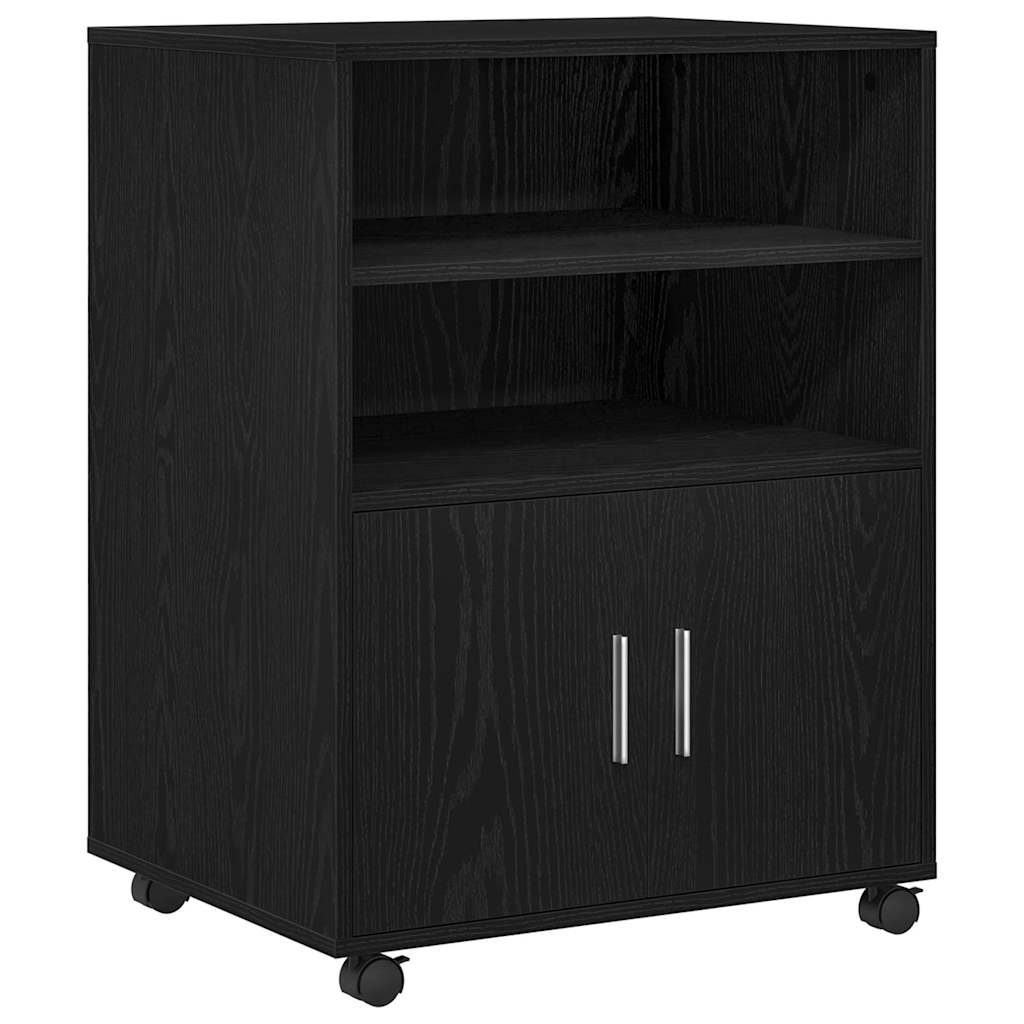 vidaXL Cabinet Black Oak 60 x 48 x 74.5 cm Wheeled 2