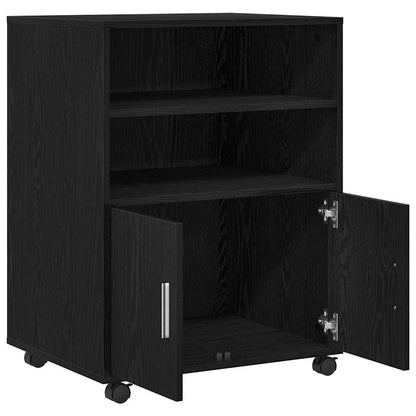 vidaXL Cabinet Black Oak 60 x 48 x 74.5 cm Wheeled 5