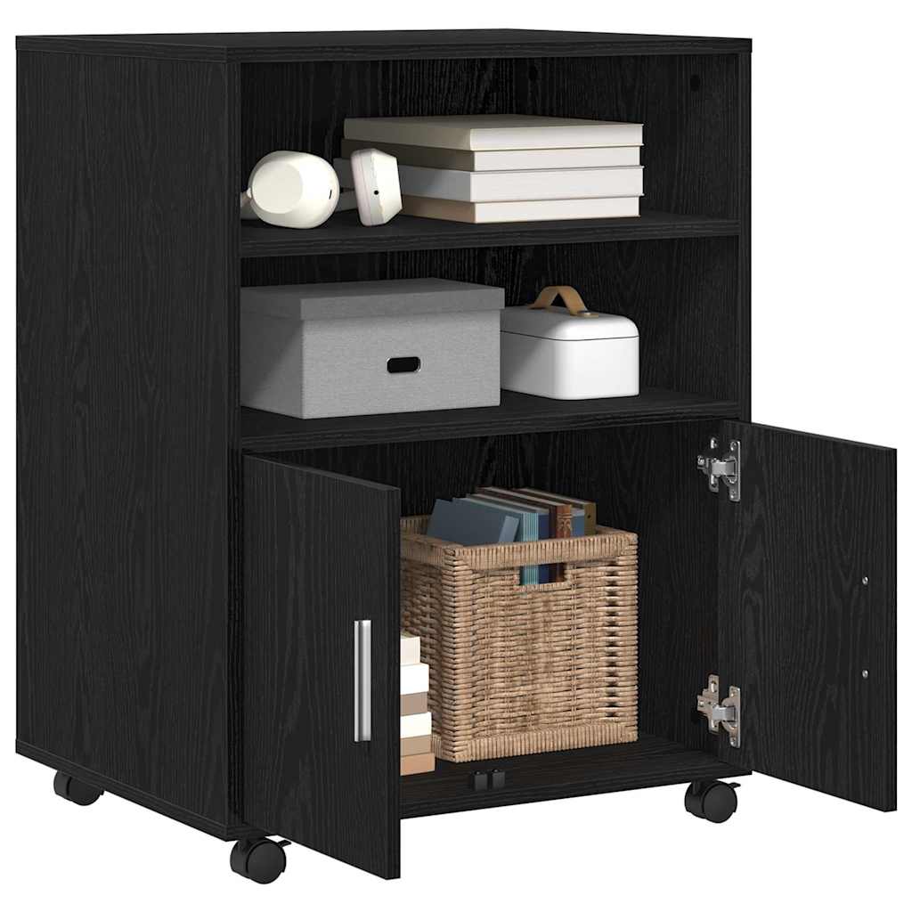 vidaXL Cabinet Black Oak 60 x 48 x 74.5 cm Wheeled 3