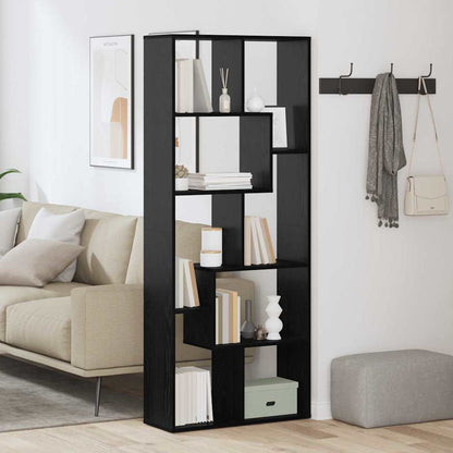 vidaXL Book Cabinet 8-Tier 67 x 25 x 162 cm Engineered Wood Black Oak 1