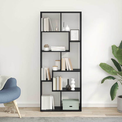 vidaXL Book Cabinet 8-Tier 67 x 25 x 162 cm Engineered Wood Black Oak 4