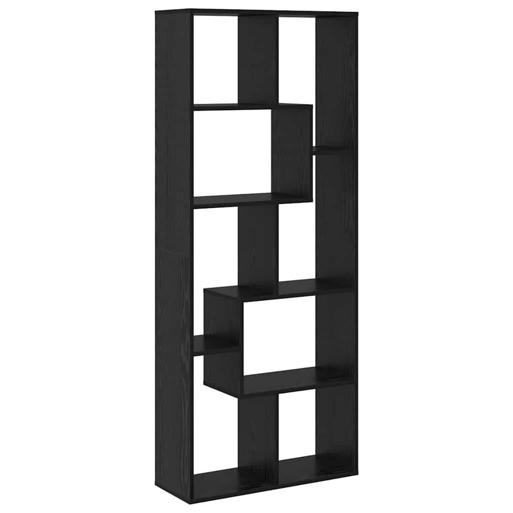 vidaXL Book Cabinet 8-Tier 67 x 25 x 162 cm Engineered Wood Black Oak 2