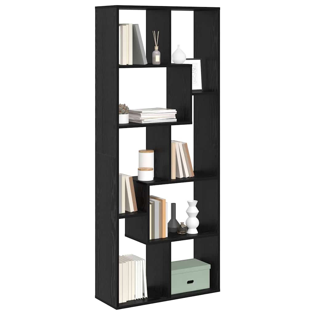 vidaXL Book Cabinet 8-Tier 67 x 25 x 162 cm Engineered Wood Black Oak 3