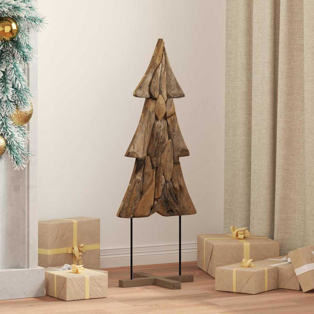 vidaXL Christmas Tree with Stand Brown 90 cm Solid teak wood 1