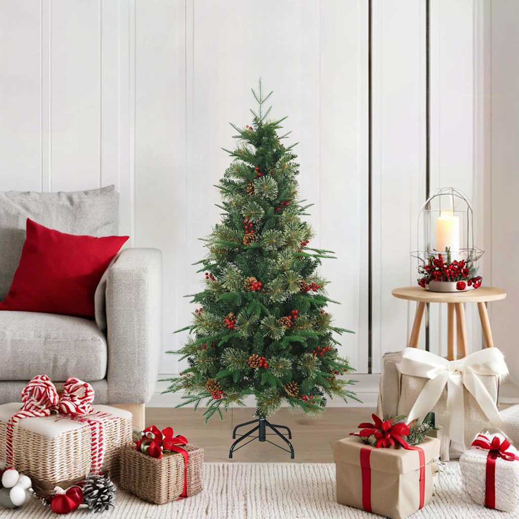 vidaXL Artificial Hinged Christmas Tree Green 120 cm PVC, PE and Steel 1
